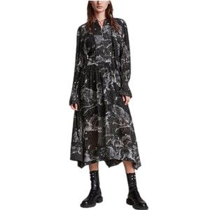 All Saints Alisa Astraeus Constellation Print Dress Black size 8